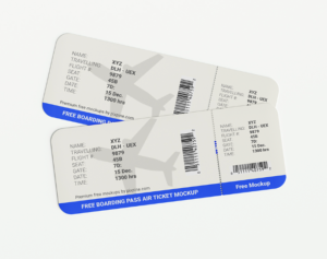 First class Journey Free Boarding Pass Air Ticket mockup