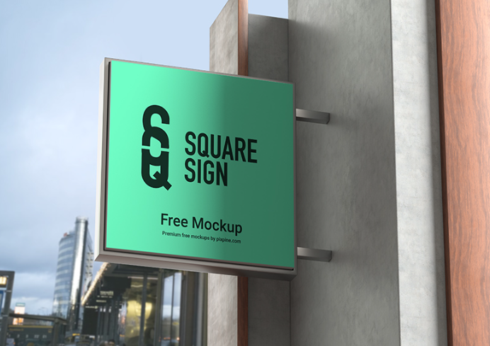 Outdoor Square Logo Signage Mockup for RealWorld Branding