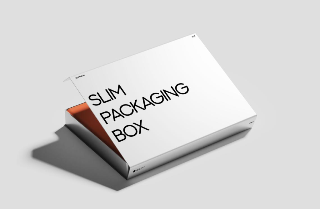 Slim Packaging Box Aluminium Finish Mockup Packaging Presentation